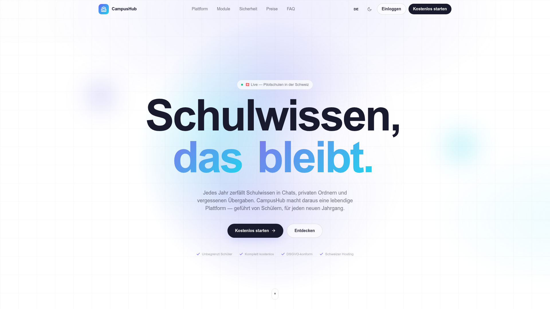 CampusHub landing page